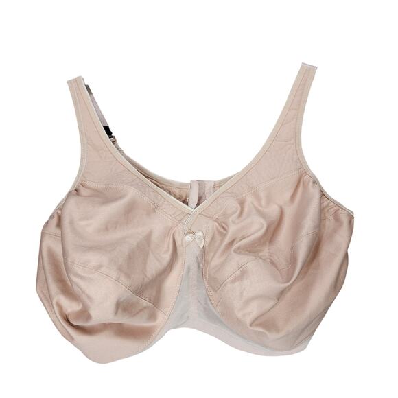 Glamorise Bra sz 42 I Wirefree Comfort Straps Beige Tan Full‎ KE245 Women READ - Picture 1 of 10